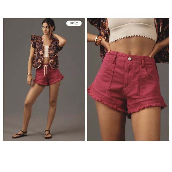 Anthropologie Pink Pilcro Slouchy Frayed Denim Shorts Size 27 New With T… - Picture 2 of 12